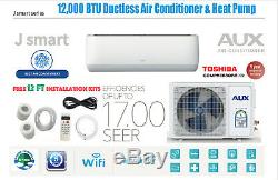 12000 BTU Ductless Air Conditioner, Heat Pump Mini Split WIFI 1 Ton 12 ft Kit