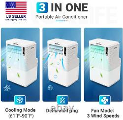 12,000 BTU Compact 3-In-1 Home Portable Air Conditioner Fan Dehumidifier Remote