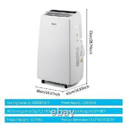 12,000 BTU Portable Floor Air Conditioner With Window Kit Dehumidifier Fan White