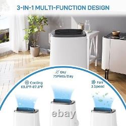 14000 BTU Portable Air Conditioners With Remote Control/Dehumidifier/3-Speed Fan