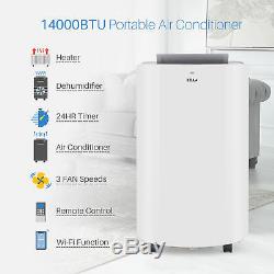14,000 BTU Portable Air Conditioner Dehumidifier Heater Cooling A/C LED + Remote