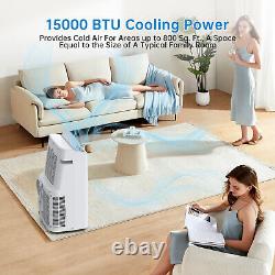 15000 BTU Portable Air Conditioner 3-in-1 Quiet AC Unit with Fan & Dehumidifier