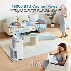 15000 BTU Portable Air Conditioner withDehumidifier &Fan Modes Cools up to 800sq. F