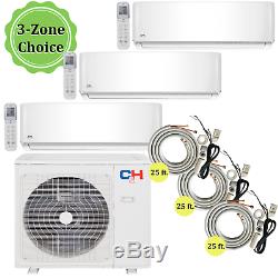 3 Zone Ductless Mini Split Air Conditioner A/C 9000 9000 12000 with kit