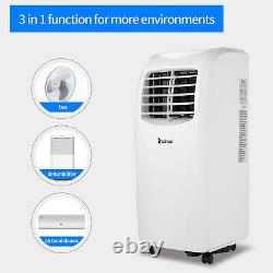 3-in-1 Portable 8000 BTU AC Air Conditioner Dehumidifier Fan Unit + Remote White
