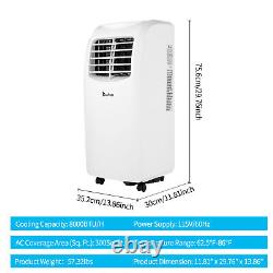 3-in-1 Portable 8000 BTU AC Air Conditioner Dehumidifier Fan Unit + Remote White