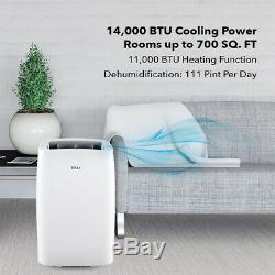 700 Sq. Ft 14000BTU Portable Air Conditioner + 1050W Heater 111 Pint Dehumidifier
