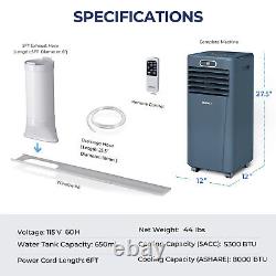 8000 BTU Portable Air Conditioner with Remote Control 3-in-1 Air Cooler with Drying