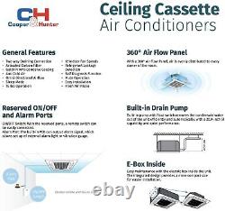 9000 24000 BTU 230V Ceiling Cassette Mini Split Air Conditioner Heat Pump