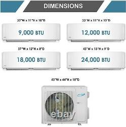 Dual 2 Zone Ductless Mini Split Air Conditioner AC Heat Pump 12000 24000 BTU