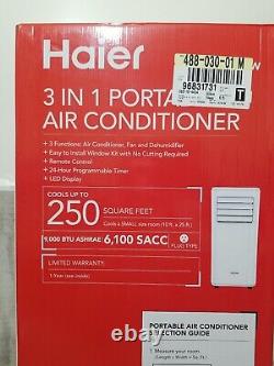 Haier 9000 BTU 3 In 1 Portable Air Conditioner, 250 Square Feet Room QPCA08JAMW