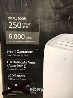 LG LP0621WSR 6,000 BTU 115V Portable Air Conditioner +Remote MISSING WINDOW KIT