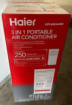 NEW Haier 9000 BTU 3 In 1 Portable Air Conditioner 250 Square Feet QPCA08JAMW