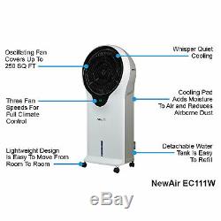 NewAir Portable Air Conditioner Evaporative Cooler Tower Fan with Remote, White