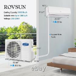 ROVSUN 16500 BTU AC Ductless Mini Split Air Conditioner withHeat Pump, Wifi, 230V