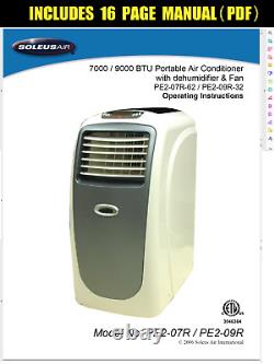 See Video? Soleus Air 9,000 Btu Portable Air Conditioner X-pe2-09r-32 A/c + Kit
