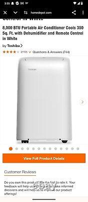 Toshiba 12,000 BTU (8,000 BTU DOE) 115V Portable Air Conditioner +Dehumidifier