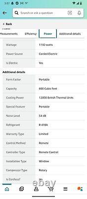 Toshiba 12,000 BTU (8,000 BTU DOE) 115V Portable Air Conditioner +Dehumidifier