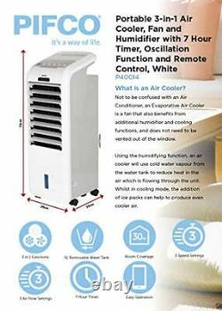Upgrade 2021 Portable 3-In-1 Air Cooler, Fan and Humidifier with 7 Hour Timer