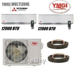 YMGI 24000 BTU 22 SEER DUAL ZONE DUCTLESS MINI SPLIT AIR CONDITIONER Heat Pump