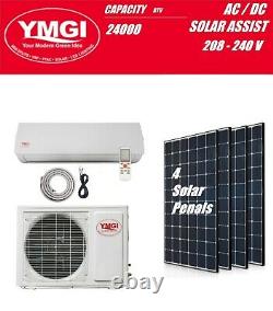 YMGI 24000 BTU Solar Hybrid Mini Split ductless air conditioner With Solar panel