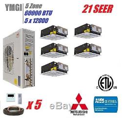 Ymgi 60000 Btu 5 Quint Zone Ductless Split Air Conditioner Heat Pump 21 Seer 6k