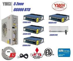 Ymgi 66000 Btu 21 Seer 5 Zone Ductless Split Air Conditioner With Heat Pump