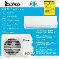 Zokop 19 Seer 9000 -18000 BTU Mini Split Air Conditioner Heat Pump Remote WIFI