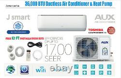 36000 Btu Ductless Air Conditioner Inverter Pompe À Chaleur Minisplit Wifi 3 Ton 12 Ft