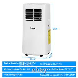 8000 BTU Climatiseur Portable 3-en-1 Refroidisseur Déshumidificateur Ventilateur + Télécommande & Wifi