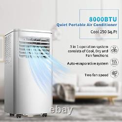 Climatiseur Portable Blanc Intelligent de 8000 BTU avec Déshumidificateur et Ventilateur pour la Maison