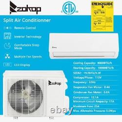 Climatiseur ZOKOP 9000 BTU Mini Split 19 SEER AC Chauffage Refroidissement Systèmes Domestiques