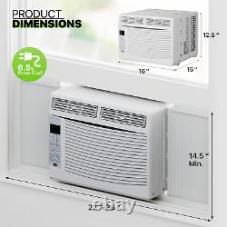Climatiseur de fenêtre 6 000 BTU avec redémarrage automatique, déshumidificateur, ventilateur et télécommande.