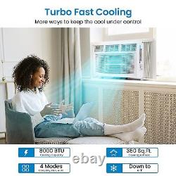 Climatiseur de fenêtre intelligent 8000 BTU avec déshumidificateur, ventilateur, unité de climatisation, contrôle à distance/application