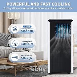 Climatiseur portable 10000BTU avec unité de refroidissement, déshumidificateur et ventilateur avec télécommande