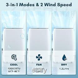 Climatiseur portable 12000 BTU, 3-en-1 refroidissement, déshumidificateur, ventilateur, de CA