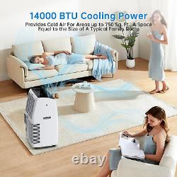 Climatiseur portable 14 000 BTU avec ventilateur refroidisseur et déshumidificateur et télécommande