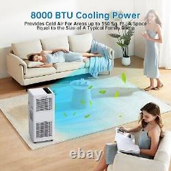 Climatiseur portable 8000Btus avec mode déshumidificateur/ventilateur/sommeil/télécommande