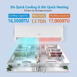 ROVSUN 16500 BTU Climatiseur sans conduits à mini-fente avec pompe à chaleur, Wifi, 230V