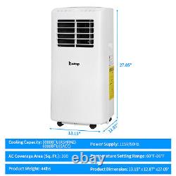 Unité de climatiseur portable 3-en-1 de 9000 BTU, climatisation, déshumidificateur, ventilateur, Wifi
