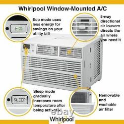 Whirlpool 10 000 Btu Fenêtre Climatiseur Avec Télécommande, Blanc, Whaw101bw