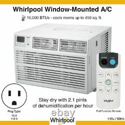 Whirlpool 10 000 Btu Fenêtre Climatiseur Avec Télécommande, Blanc, Whaw101bw