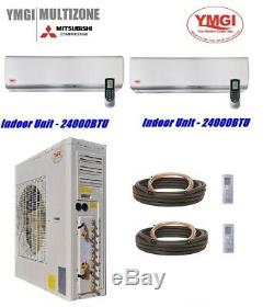 Ymgi 48000 Btu 24k + 24k Dual Zone Ductless Mini Climatiseur Split Pompe À Chaleur