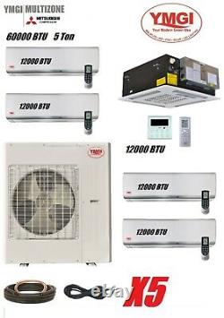 Ymgi 60000 Btu 5 Cinq Zone Ductless Split Air Conditionneur Avec Pompe À Chaleur Ec Ew