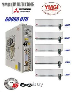 Ymgi 60000 Btu (5x12k) 5 Tonnes 5 Zones Sans Conduit Mini Climatiseur Fractionné Chaleur